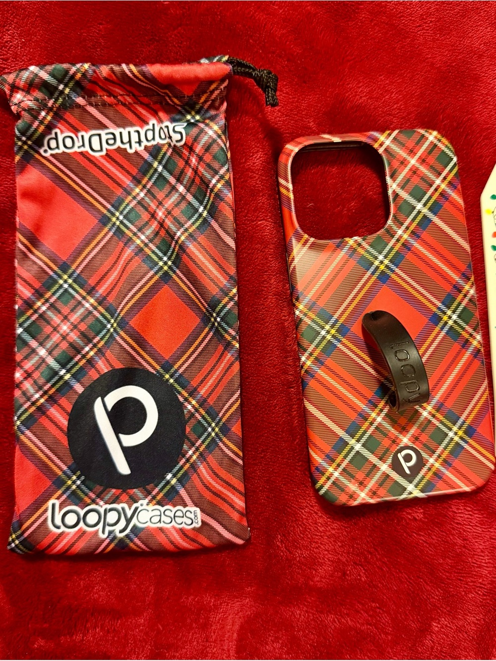 Loopy Case Red Plaid iPhone Case with Extra Loopy Strap